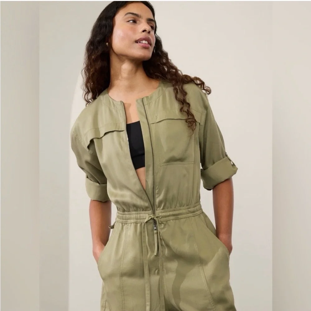 Athleta Olive Green Celestial Jumpsuit - Picture 2 of 8